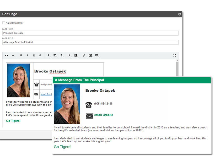 an image showing the connection between Websby document editor and web page display